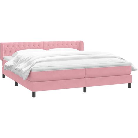 vidaXL Giroletto a Molle con Materassi Rosa 180x210 cm in Velluto (1/5)