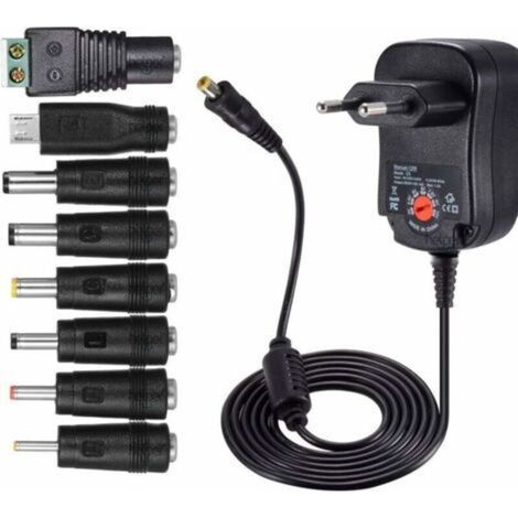 12W Universel AC DC Adaptateur d'alimentation 3V 4,5V 5V 6V 7,5V 9V et 12 V avec 8 Connecteurs d'adaptateur Sélectionnables, 1000 mA Max, 115cm Câble de Chargement (1/5)
