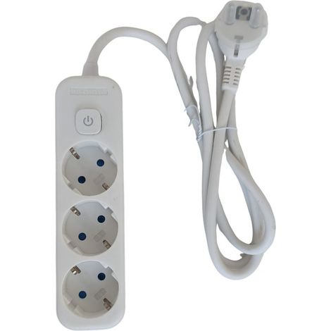 Regleta de Superficie 3 Enchufes con Interruptor y Cable 3 m – Blanco
