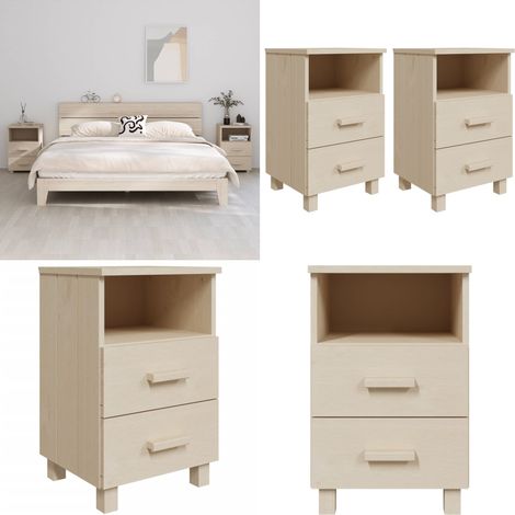 Nachttische HAMAR 2 Stk. Honigbraun 40x35x62 cm Massivholz - Holz Nächtecke - Massivholzmöbel - Kommoden - Wohnzimmermöbel - Schlafzimmerschränke - Home & Living (1/5)
