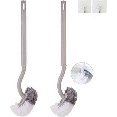 AGE Lot de 2 brosses de cuvette de toilette incurvées sans support pour salle de bain - Brosse de toilette durable sous le bord Brosses de nettoyage domestiques (1/5)