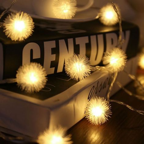 Meter lange, batteriebetriebene Lichterkette mit 40 LEDs in Form eines Schneeballs, Lichterkette in Form einer Pusteblume, geeignet für Partys, Hochzeiten und Abenddekorationen (warmweißes Licht). (1/4)