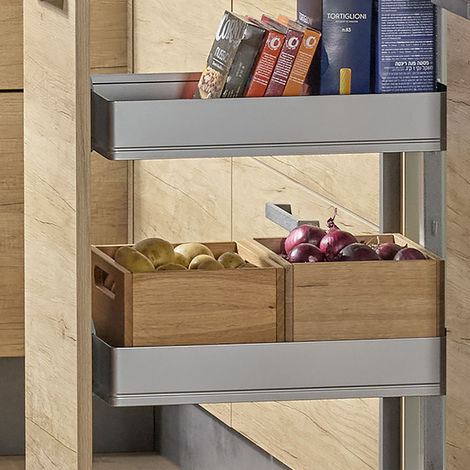 Kesseböhmer DISPENSA junior III Apothekerauszug silbergrau mit ARENA pure Tablaren für Korpusbreite 400 mm