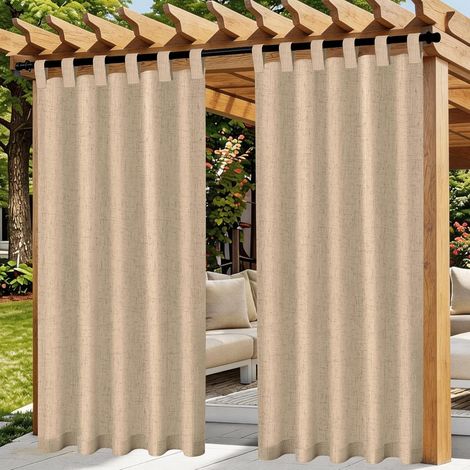 Juego de 2 cortinas exteriores resistentes a la intemperie - Cortinas impermeables y con protección solar - 132 x 213 cm (1/5)