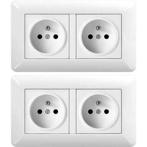 2 Pack 16A Double Flush Wall Socket – 240V Outlet for Home & Office (1/4)