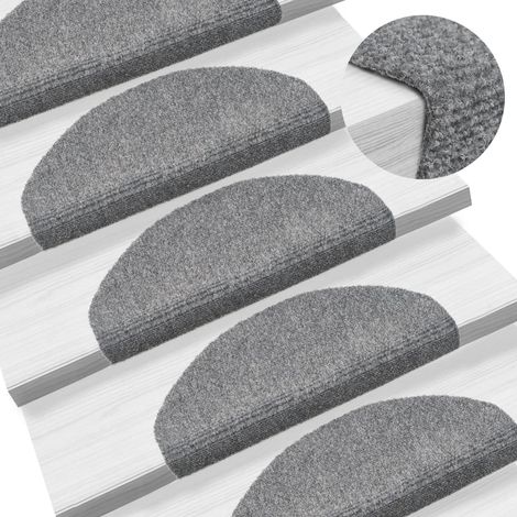 15 pcs Tapis d'escalier auto-adhésif, Tapis de marches, Marchettes D'escalier 65 x 21 x 4 cm Gris clair MKS64941 (1/4)