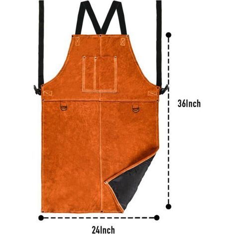 Tablier de Soudure - Cuir de Vachette Épais - Résistant aux Flammes - Pour Soudage Forge Jardinage Barbecue - 1 Pièce (1/5)