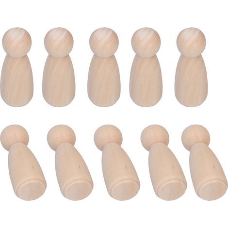 Lot de 10 poupées en bois brut non fini, kit corps de figurines pour peinture DIY graffiti, modèles féminins (1/5)