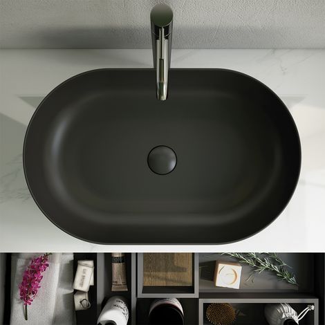 LAVABO DA APPOGGIO FEELING OVALE Nero Opaco Matt