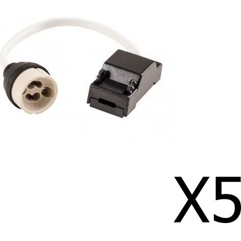 Pack 5 Douilles GU10 céramique avec connecteur rapide, longueur de fil 15 cm
