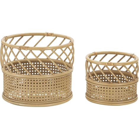 Set 2 Porta Vasi Panama Ø 30x25-22x18 cm in Ferro e Plastica