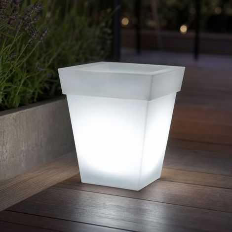 NX-SL195 Lampada solare a LED per vasi di fiori, in PP bianco, per esterni, illuminazione automatica per giardino e terrazzo. (1/4)