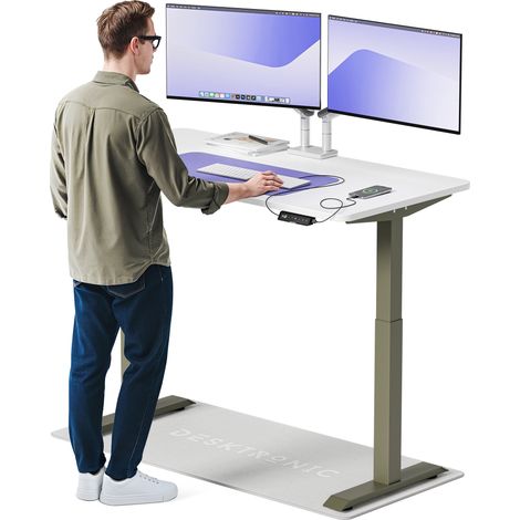 Desktronic Bureau assis debout HomeOne - 140x70cm - Vert/Blanc