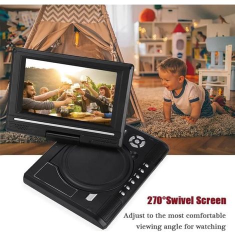 Lecteur de DVD Portable 7", Mini HD pivotant Écran 16: 9 de Voiture, Film CD CD TV-Fonction de Jeu Grande mémoire avec Batterie A320 (1/4)