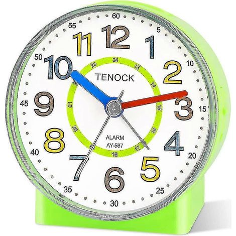 Réveil silencieux pour enfants avec veilleuse - Réveil analogique sans tic-tac pour chambre de fille ou de garçon, fonctionne sur piles avec fonction snooze (1/5)
