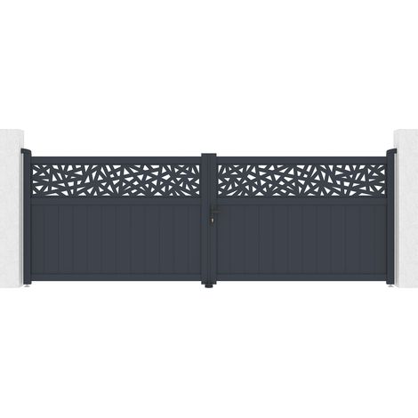 Portail battant 4m DOLOMITE RUIVO H.140cm aluminium gris