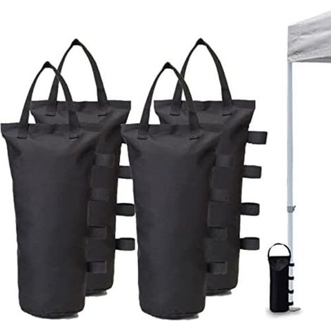 Set mit 4 wasserdichten Ballastsäcken aus Segeltuch für Pavillons, Faltzelte und Sonnenschirme – schwarz, je 5 kg