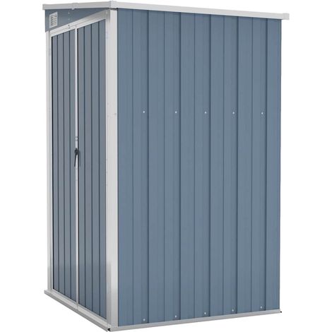 Vidaxl – Abri de jardin mural en acier galvanisé gris 118x100x178 cm – Résistant aux intempéries – Accès facile avec portes à double ouverture – Sécurisé avec poignée verrouillable