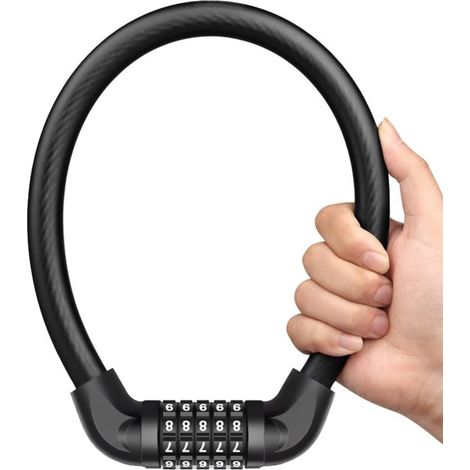 Fahrradschloss Zahlenschloss Sichern Sie Ihr Fahrrad 5 stelliger Code 17,7 mm dick Schwarz (1/5)