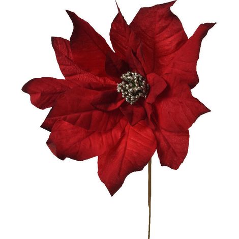 Fiore decorativo natalizio in velluto per decorazioni e composizioni h 63 cm (1/4)