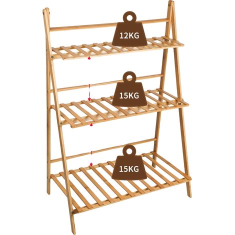 Escalera de almacenamiento, material de bambú, solución de almacenamiento versátil, color madera natural. (1/2)