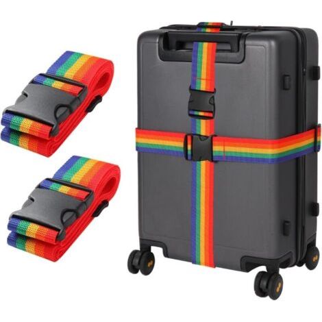 Sangles de Bagage Réglables avec Boucle Ceinture Elastique Valise Croisée Voyage Lanière pour Valise Attache Valise pour Valise de Voyage Sangle Valise pour Fermeture Sécurisée 2 Pièces