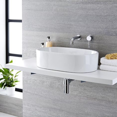 Ensemble Vasque Ovale Otterton 55 X 34.5CM & Mitigeur Mural Mirage (1/5)