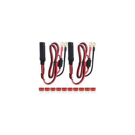 2 Stück SAE-Stecker an O-Ring-Terminal-Kabelbaum, 2-poliges Kabelschuh-Schnelltrenn-Verlängerungskabel, 0,6 m SAE-an-Ring-Terminal-Kabelbaum-Schnellanschluss, 10-A-Sicherung (1/5)