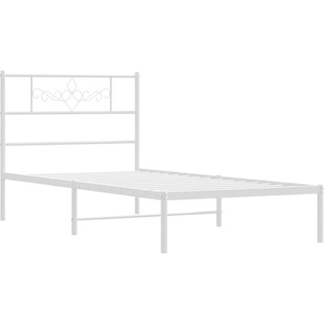 Estructura cama sin colchón con cabecero metal blanco 90x190 cm vidaXL (1/4)