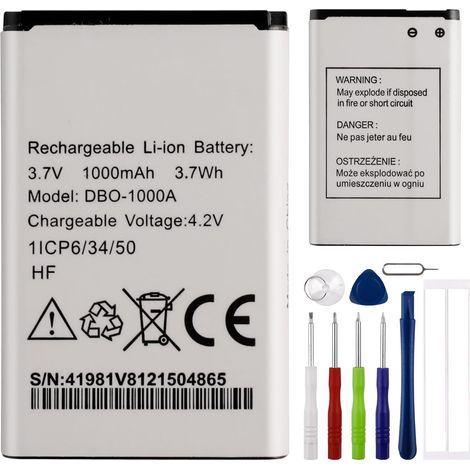 Batterie de rechange DBO-1000A compatible avec Doro 1370 1372 2404 6040 6060 avec outils (1/5)