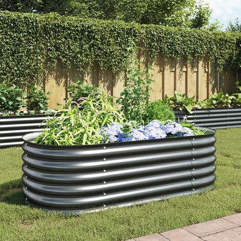 Jardinière,Lit surélevé de jardin 160x80x44 cm Acier galvanisé Gris CFW60838 (1/5)