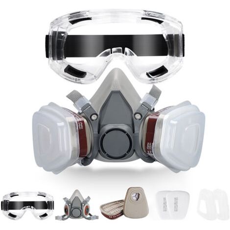 Masque de protection réutilisable avec filtre anti-poussière, masque respiratoire avec filtre, adapté à la pulvérisation, la peinture, la construction, les travaux chimiques, le bricolage, le meulage (1/4)
