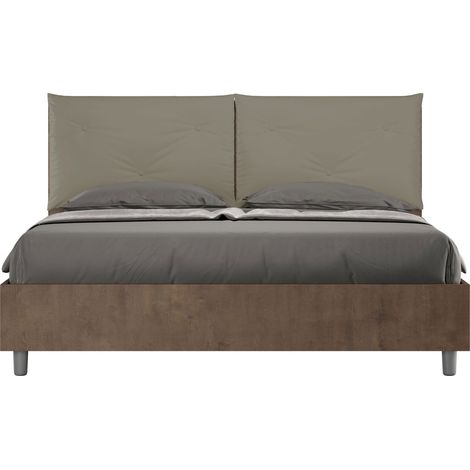 Letto matrimoniale senza rete 160x190 Noce cuscini similpelle cappuccino Egos Appia