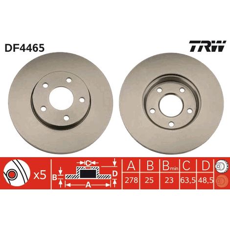 DISQUE DE FREIN AVANT DF4465 TRW (1/2)