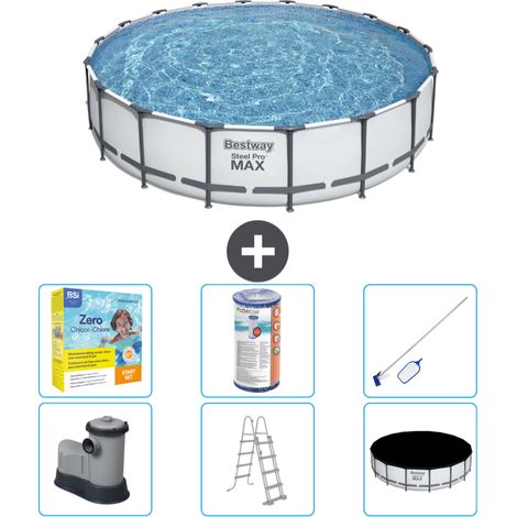 Piscine Bestway ronde Steel Pro MAX - 549 x 122 cm - Grise - Comprend des Accessoires CB36 (1/4)