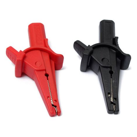 Lot de 2 Pinces Ø4mm de sécurité large ouverture: 1 rouge + 1 noire (1/4)
