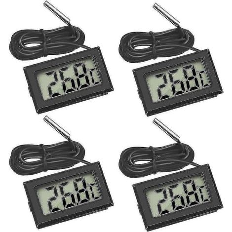 Ecleanfy - 4 thermomètres numériques LCD avec sonde externe pour réfrigérateur, congélateur et aquarium QUS -Yx (1/5)