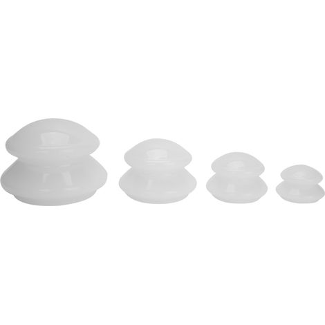 Lot de 4 ventouses en silicone blanches, set portable d'aspiration pour thérapie corporelle, usage domestique (1/5)