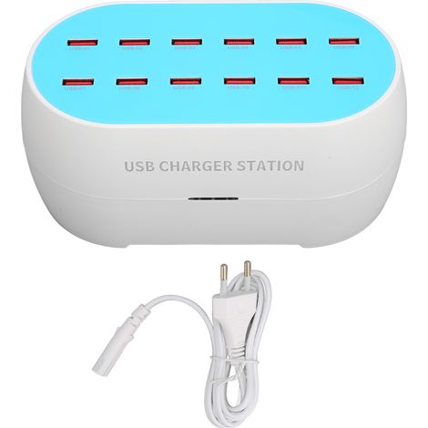 Station de charge USB 12 ports 120W Hub USB résistant à la chaleur Chargeur portable 100-240V Prise UE (1/5)