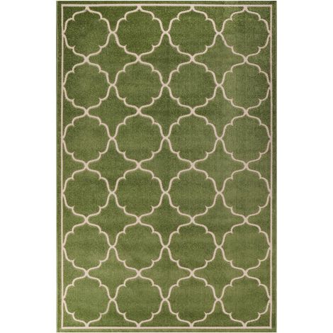 Tapis extérieur kilim 200x290 vert rectangle KUMA