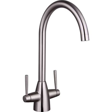 Nuie Nila Kitchen Sink Mixer Tap Dual Lever Handle - Brushed Nickel (1/2)