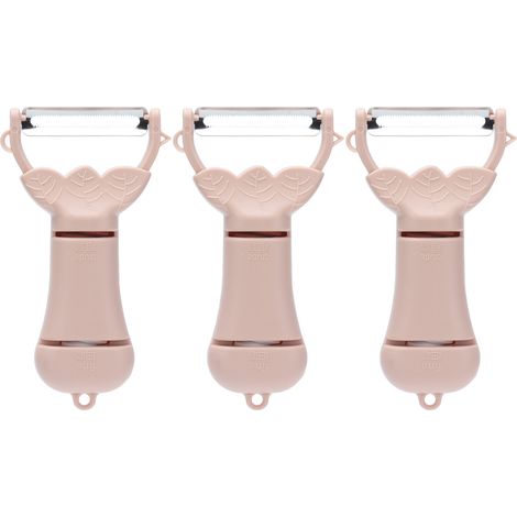 3-teiliges multifunktionales Gemüseschäler-Set aus Edelstahl – Rosa Küchenhelfer zum Schälen und Reiben (1/5)