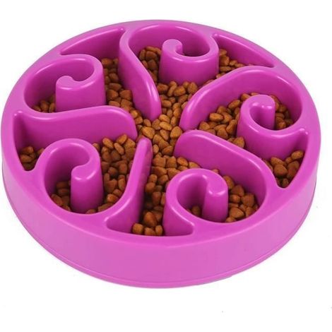 Gamelle antidérapante en Forme de Fleurs pour Animal Domestique - favorise Une Alimentation Saine et Une Digestion Lente violet (1/4)
