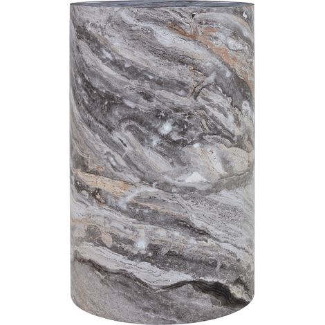 Tavolino rotondo in MDF effetto marmo grigio 30 x 55 cm (1/5)
