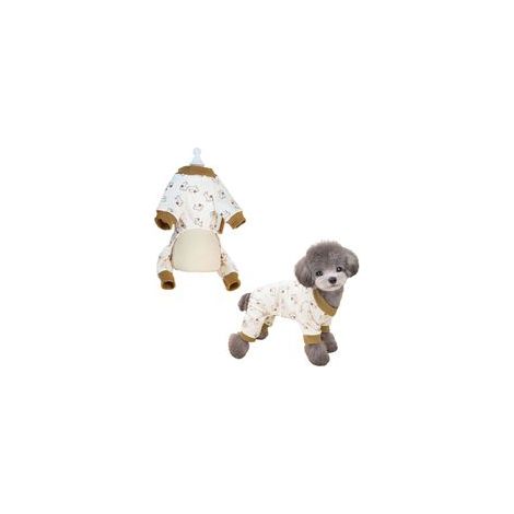 Pyjama pour petits chiens, vêtements pour chiens à 4 pattes, pyjama en velours doux et extensible, vêtements pour chiots et chats, combinaison pour chiens (kaki), taille L (1/5)