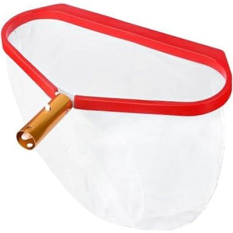 Épuisette à feuilles à mailles profondes, adaptée à tous types de piscines, avec poignée en aluminium durable, rouge. (1/5)