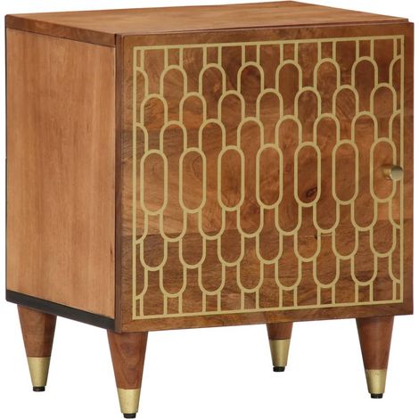 Comodino 40x33x46 cm in Legno Massello di Mango vidaXL (1/5)