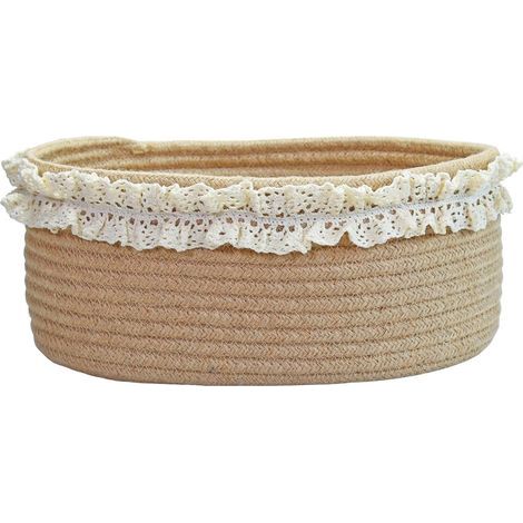Kleiner brauner Aufbewahrungskorb (geeignet für Regale) — Dekorativer geflochtener Jute-Korb — (Oval, 30,5 cm x 20,3 cm x 12,7 cm) (1/5)