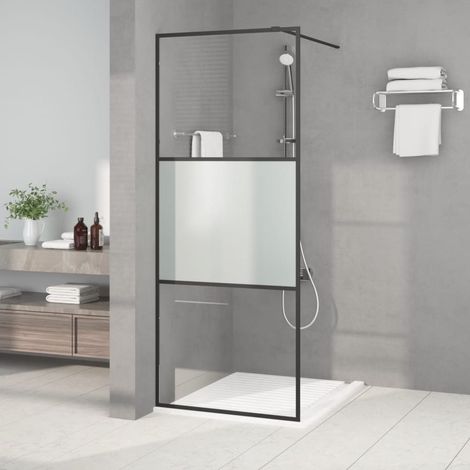 Paroi de douche Noir 80x195 cm Verre ESG demi-dépoli vidaXL (1/6)
