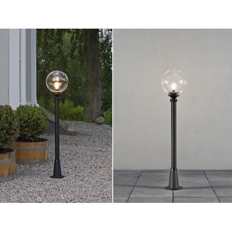 LED Wegeleuchte Aluminium Schwarz mit Glaskugel, Höhe 118cm (1/5)